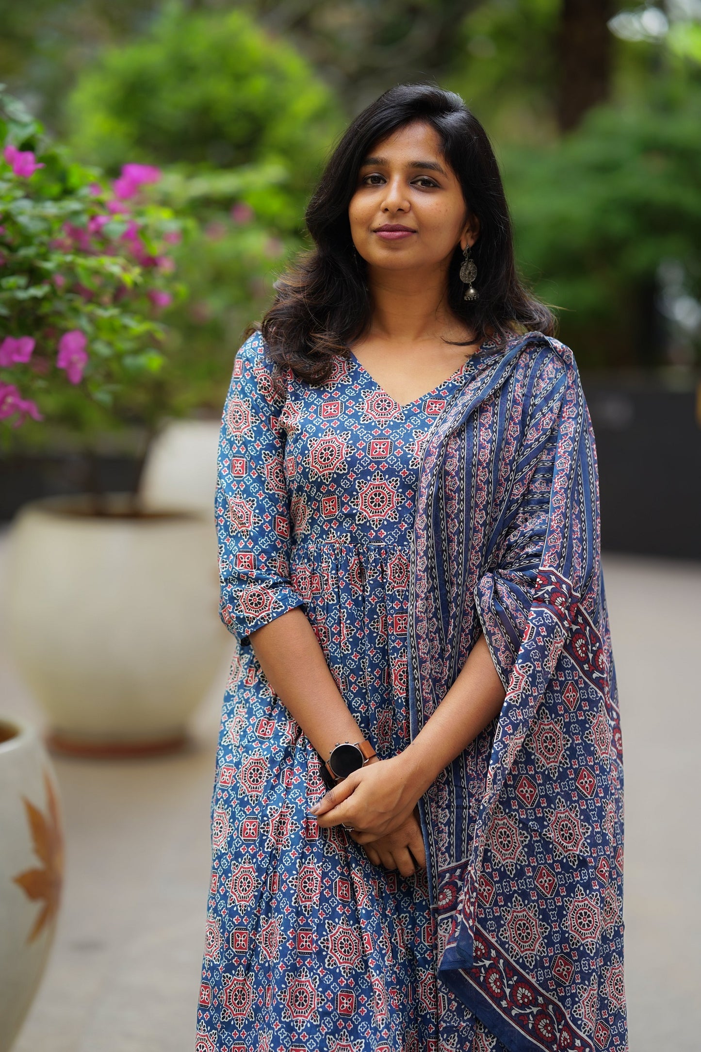 Ethnic Blue Printed Kurta Pant Set