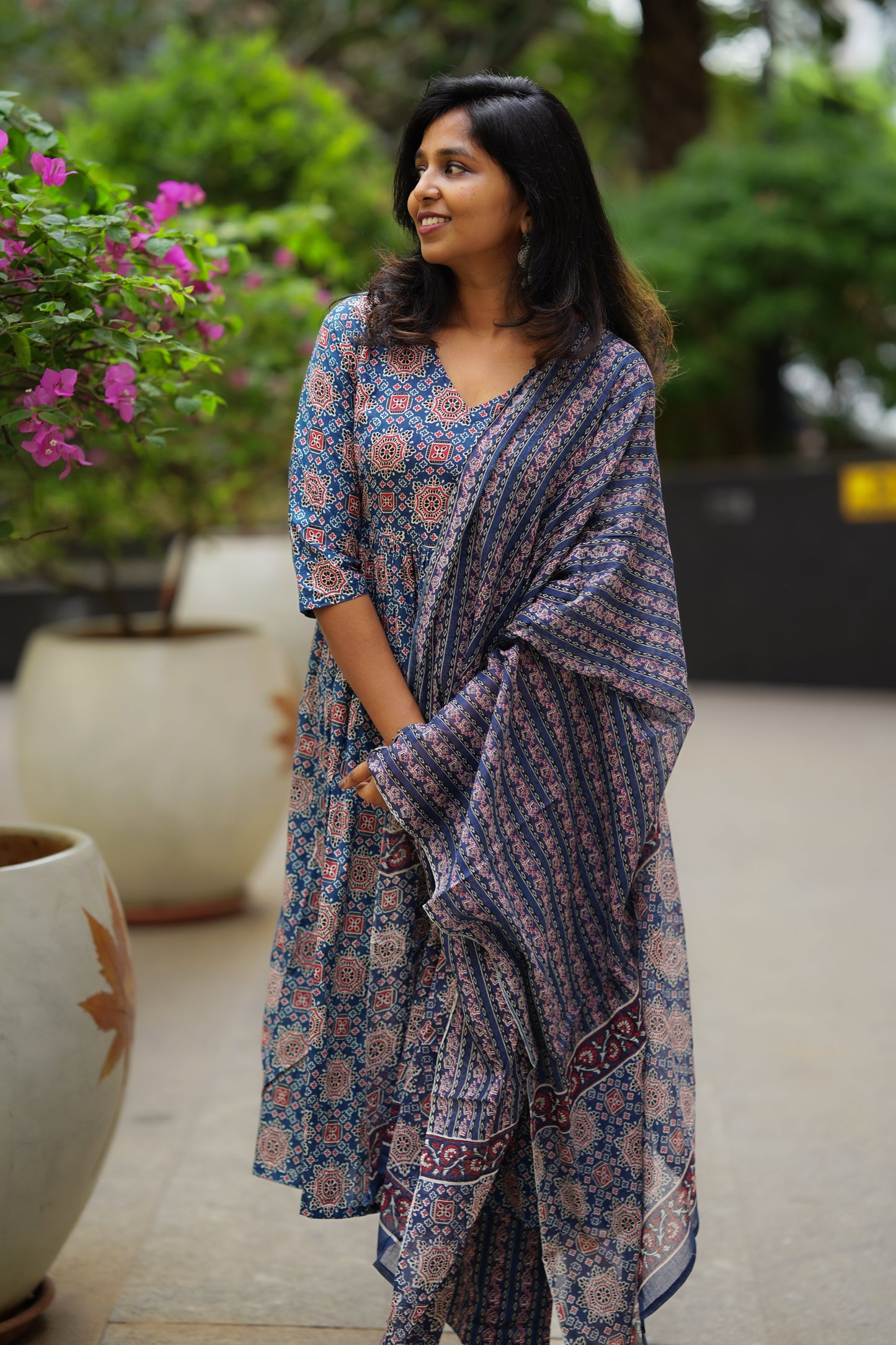 Ethnic Blue Printed Kurta Pant Set